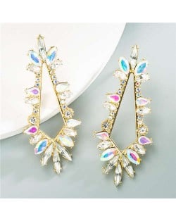 Rhinestone Irregular Shape Floral Pattern U.S. Fashion Women Alloy Earrings - White