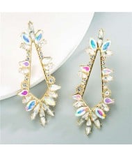 Rhinestone Irregular Shape Floral Pattern U.S. Fashion Women Alloy Earrings - White