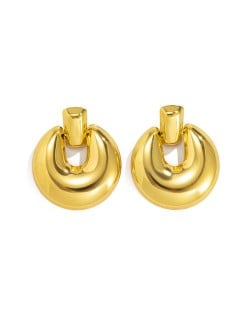 Vintage Small Thick Hoop Design Women Wholesale Huggies Earrings - Golden