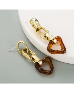 Punk Fashion Bold Triangle Women Wholesale Dangle Earrings - Brown