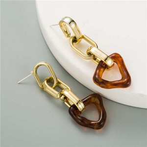 Punk Fashion Bold Triangle Women Wholesale Dangle Earrings - Brown