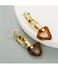 Punk Fashion Bold Triangle Women Wholesale Dangle Earrings - Brown