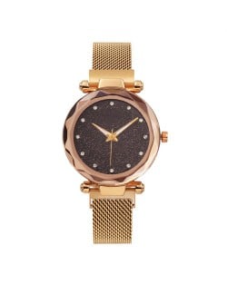 Starry Night Index Simple Fashion Magnetic Wrist Watch - Rose Gold
