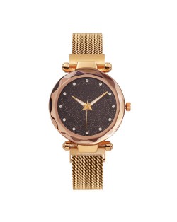 Starry Night Index Simple Fashion Magnetic Wrist Watch - Rose Gold