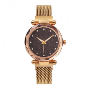 Starry Night Index Simple Fashion Magnetic Wrist Watch - Rose Gold