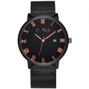 Simple Fashion Roman Scale Index with Calendar Men Wholesale Watch - Black