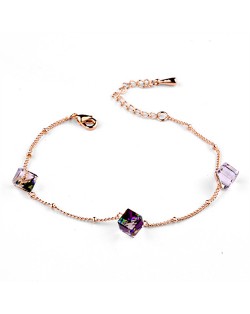 Fashion Discolored Magic Box Austrian Crystal Rose Gold Bracelet