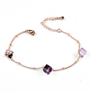 Fashion Discolored Magic Box Austrian Crystal Rose Gold Bracelet