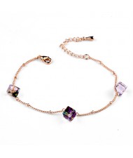 Fashion Discolored Magic Box Austrian Crystal Rose Gold Bracelet