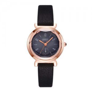 Creative Mini Index Design Women Leather Wrist Wholesale Watch - Black