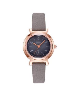 Creative Mini Index Design Women Leather Wrist Wholesale Watch - Gray