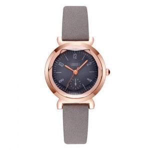 Creative Mini Index Design Women Leather Wrist Wholesale Watch - Gray