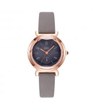 Creative Mini Index Design Women Leather Wrist Wholesale Watch - Gray