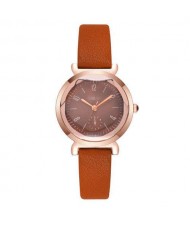 Creative Mini Index Design Women Leather Wrist Wholesale Watch - Brown