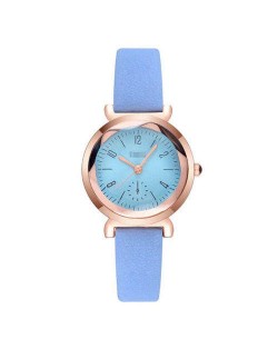 Creative Mini Index Design Women Leather Wrist Wholesale Watch - Blue