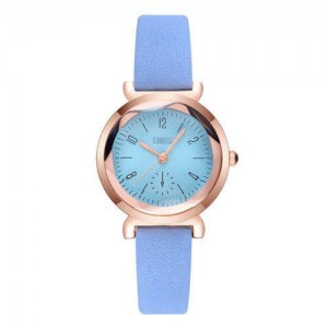 Creative Mini Index Design Women Leather Wrist Wholesale Watch - Blue