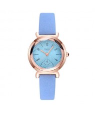 Creative Mini Index Design Women Leather Wrist Wholesale Watch - Blue