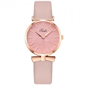 Creative Mini Index Design Women Leather Wrist Wholesale Watch - Pink