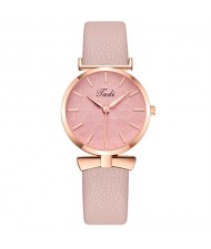 Creative Mini Index Design Women Leather Wrist Wholesale Watch - Pink