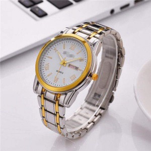 Classic Design Roman Scale Index Stainless Steel Men Wrist Wholesale Watch - White