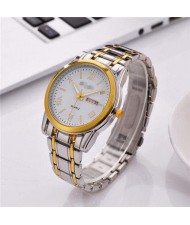 Classic Design Roman Scale Index Stainless Steel Men Wrist Wholesale Watch - White