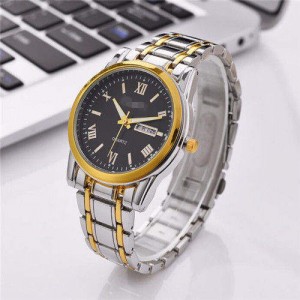 Classic Design Roman Scale Index Stainless Steel Men Wrist Wholesale Watch - Black