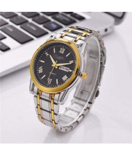 Classic Design Roman Scale Index Stainless Steel Men Wrist Wholesale Watch - Black