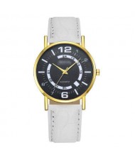 Arabic Numerals Black Index Sport Fashion Leather Wrist Wholesale Watch - White