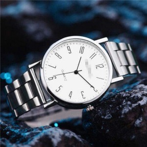 Simple Arabic Numeral Dial Classic Design Stainless Steel Men Wrist Wholesale Watch - White