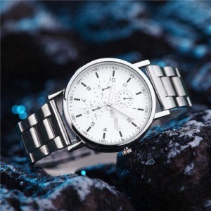 Multiple Dials Classic Design Stainless Steel Men Wrist Wholesale Watch - White