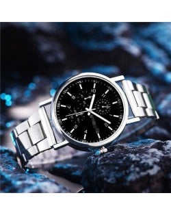 Multiple Dials Classic Design Stainless Steel Men Wrist Wholesale Watch - Black