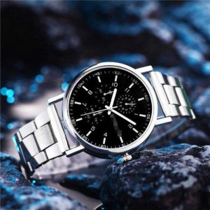 Multiple Dials Classic Design Stainless Steel Men Wrist Wholesale Watch - Black