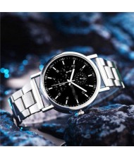 Multiple Dials Classic Design Stainless Steel Men Wrist Wholesale Watch - Black