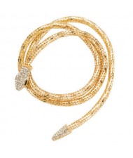 Creative Golden Snake Design Rhinestone Women Wholesale Necklace - Golden