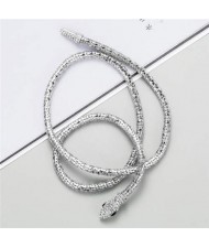 Creative Golden Snake Design Rhinestone Women Wholesale Necklace - Silver