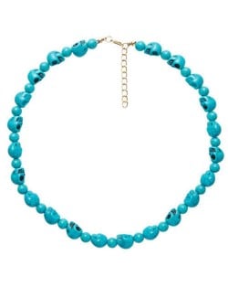 Artificial Turquoise Skull Design Wholesale Fashion Jewelry Costume Necklace