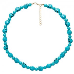 Artificial Turquoise Skull Design Wholesale Fashion Jewelry Costume Necklace