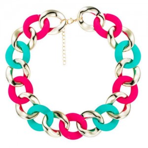 Hip-hop Wholesale Jewelry Contrast Color Style High Fashion Women Alloy Costume Necklace