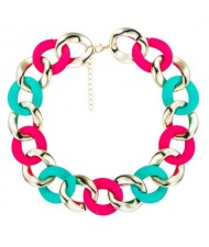 Hip-hop Wholesale Jewelry Contrast Color Style High Fashion Women Alloy Costume Necklace