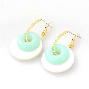 Korean Fashion Wholesale Jewelry Dual Circles Cute Style Candy Color Resin Earrings - Green