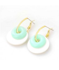 Korean Fashion Wholesale Jewelry Dual Circles Cute Style Candy Color Resin Earrings - Green