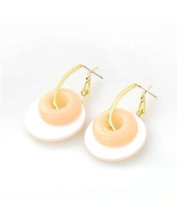 Korean Fashion Wholesale Jewelry Dual Circles Cute Style Candy Color Resin Earrings - Pink