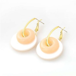 Korean Fashion Wholesale Jewelry Dual Circles Cute Style Candy Color Resin Earrings - Pink