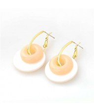 Korean Fashion Wholesale Jewelry Dual Circles Cute Style Candy Color Resin Earrings - Pink