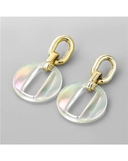 Colorful Resin Hollow Design Punk Fashion Wholesale Jewelry Costume Earrings - Round