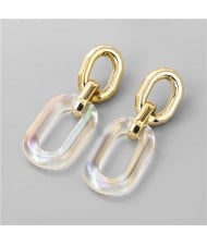 Colorful Resin Hollow Design Punk Fashion Wholesale Jewelry Costume Earrings - Oval