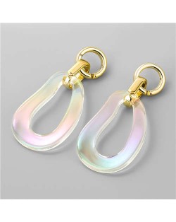 Colorful Resin Hollow Design Punk Fashion Wholesale Jewelry Costume Earrings - Irregular