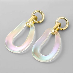 Colorful Resin Hollow Design Punk Fashion Wholesale Jewelry Costume Earrings - Irregular