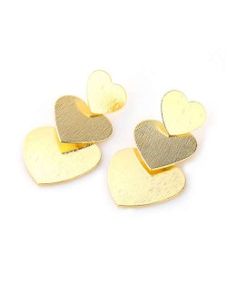 U.S. Fashion Multi-layer Hearts Shape Alloy Party Wholesale Earrings - Golden
