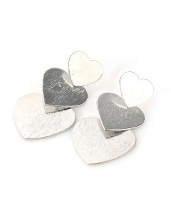 U.S. Fashion Multi-layer Hearts Shape Alloy Party Wholesale Earrings - Silver